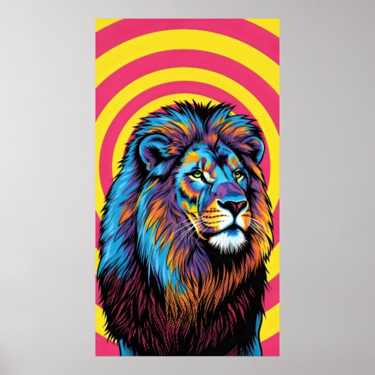 Poster lion aux couleurs vives (Devant)