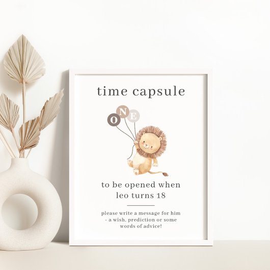 Poster Lion avec 3 ballons Brown Capsule temps