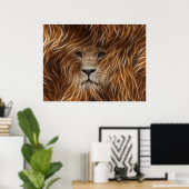 Poster Lion Avec Poches De Cheveux Longues (Bureau à domicile)