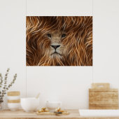 Poster Lion Avec Poches De Cheveux Longues (Cuisine)