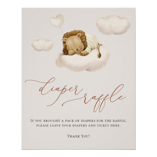 Poster Lion Baby Cloud Balloon Déchets Raffle (Devant)