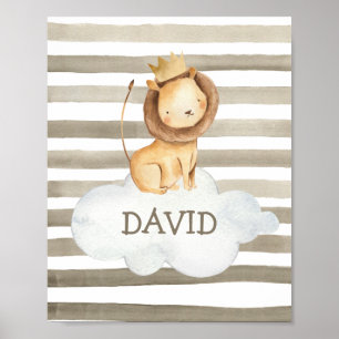 Poster Lion Baby Name Personalized Nursery Wall Print