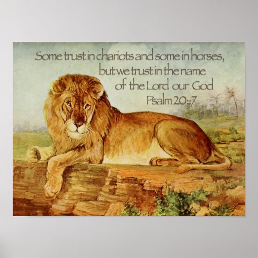 Poster Lion Bible chrétienne Verse Confiance dans le Seig (Devant)