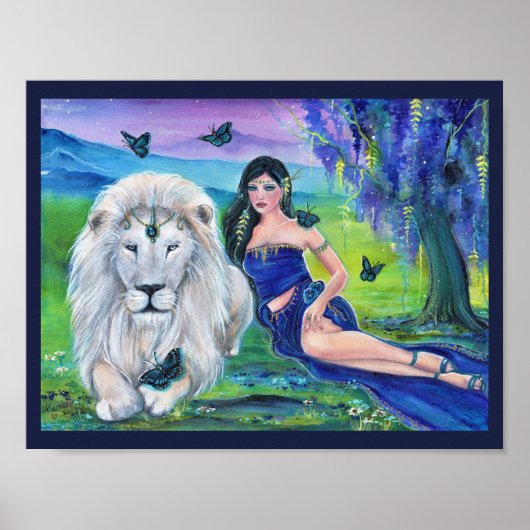 Poster Lion blanc et princesse par Renee Lavoie (Devant)