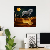 Poster Lion blanc gardant la nuit (Bureau à domicile)