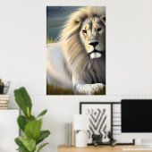 Poster Lion blanc majestueux Art éthéré (Bureau à domicile)