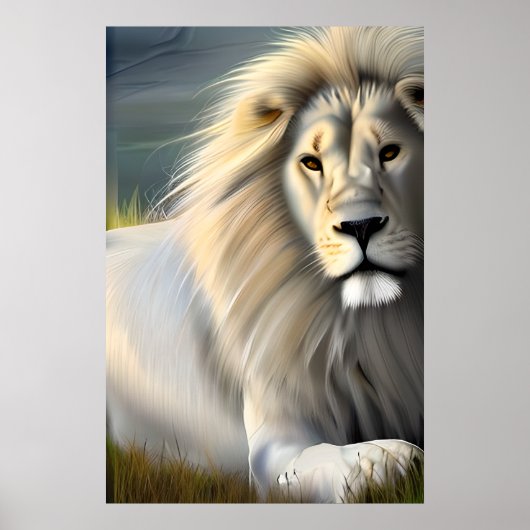 Poster Lion blanc majestueux Art éthéré (Devant)