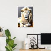 Poster Lion blanc majestueux avec différents yeux colorés (Bureau à domicile)