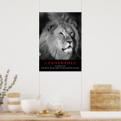 Poster Lion blanc noir leadership de motivation (Cuisine)