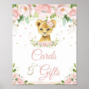 Poster Lion Blush rose Baby shower cartes et cadeaux