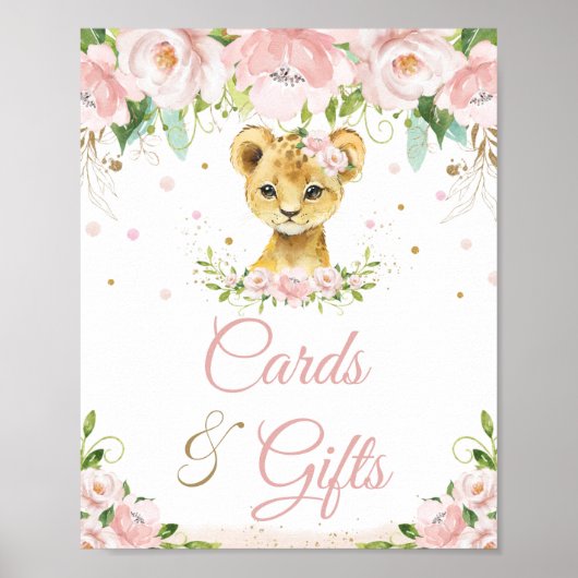 Poster Lion Blush rose Baby shower cartes et cadeaux (Devant)