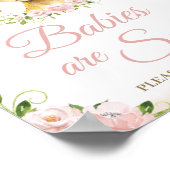 Poster Lion Blush rose Floral Baby shower doux (Coin)