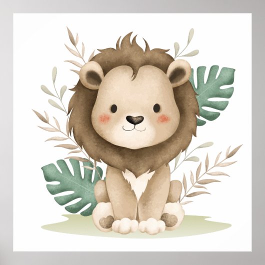 Poster Lion Boho Decor &Feuilles (Devant)