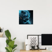 Poster Lion clair cosmique bleu (Bureau à domicile)