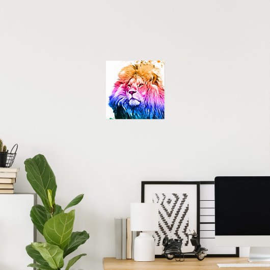 Poster Lion coloré (Bureau à domicile)