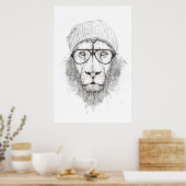 Poster Lion cool (noir et blanc) (Cuisine)