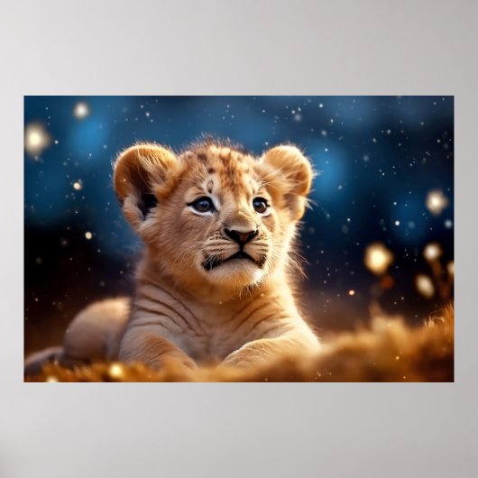 Poster Lion Cub animal sauvage Tranquille paisible (Devant)