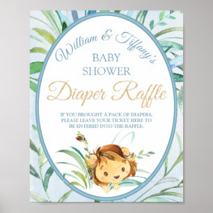 Poster Lion Cub Boy's Baby shower Diaper Raffle