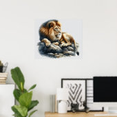 Poster Lion d'Afrique en aquarelle (Bureau à domicile)