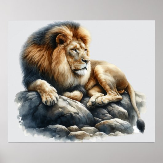 Poster Lion d'Afrique en aquarelle (Devant)