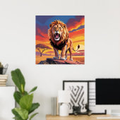 Poster Lion dans la nature (Bureau à domicile)