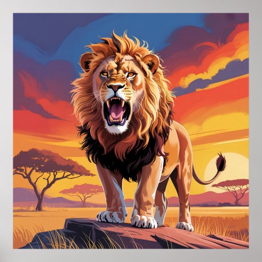 Poster Lion dans la nature (Devant)