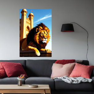 Poster Lion dans la ville Art AI