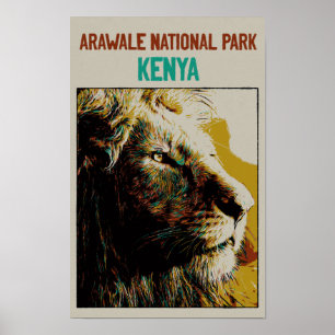 Poster Lion de Arawale National Park Kenya