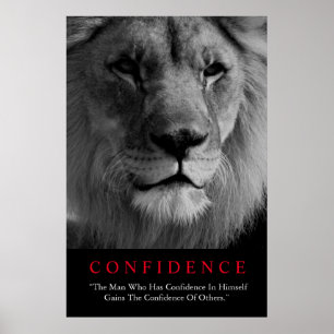 Poster Lion de confiance noir blanc inspiré