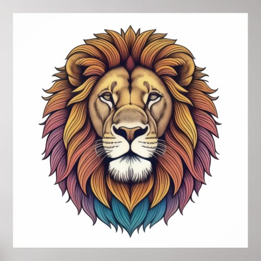 Poster Lion de couleur majestueux (Devant)