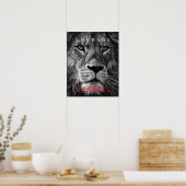Poster Lion de courage motivationnel noir et blanc (Cuisine)