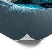 Poster Lion de feu bleu cosmique (Coin)