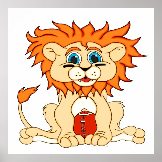 Poster Lion de football (Devant)