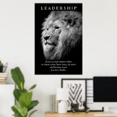 Poster Lion de leadership motivationnel Black White (Bureau à domicile)