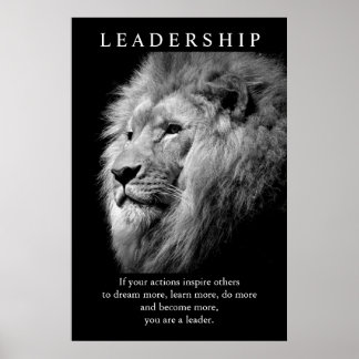 Poster Lion de leadership motivationnel Black White