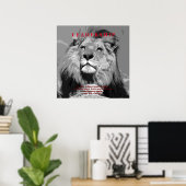 Poster Lion de leadership motivationnel noir blanc (Bureau à domicile)