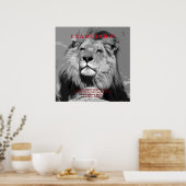 Poster Lion de leadership motivationnel noir blanc (Cuisine)