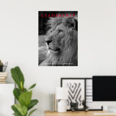 Poster Lion de leadership motivationnel noir blanc (Bureau à domicile)