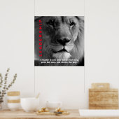 Poster Lion de leadership motivationnel noir et blanc (Cuisine)