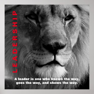 Poster Lion de leadership motivationnel noir et blanc