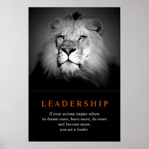 Poster Lion de leadership motivationnel tendance