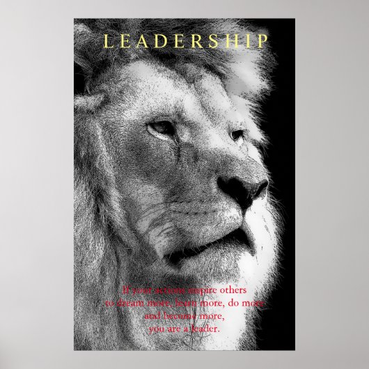 Poster Lion de leadership motivationnel tendance (Devant)