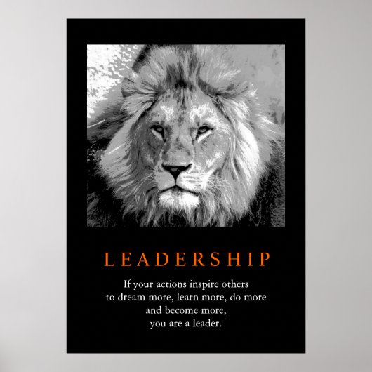 Poster Lion de leadership motivationnel tendance (Devant)