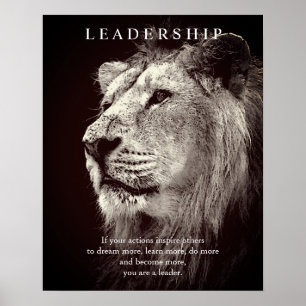 Poster Lion de leadership motivationnel tendance Brown