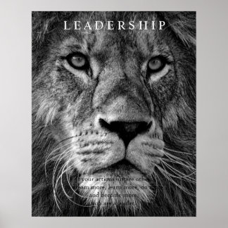 Poster Lion de leadership motivationnel tendance noir et