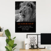 Poster Lion de leadership motivationnel tendance noir et (Bureau à domicile)