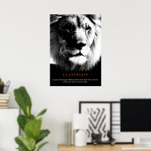 Poster Lion de leadership motivationnel tendance noir et  (Bureau à domicile)