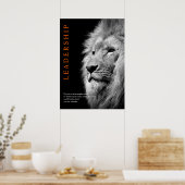 Poster Lion de leadership motivationnel tendance noir et  (Cuisine)