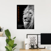 Poster Lion de leadership motivationnel tendance noir et  (Bureau à domicile)