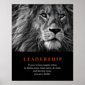 Poster Lion de leadership motivationnel tendance noir et